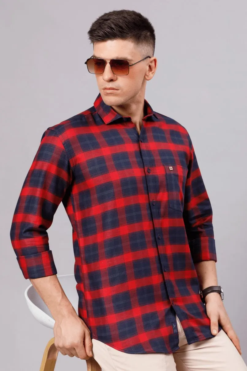 Bright Red & Navy Checks - Full-Stain Proof