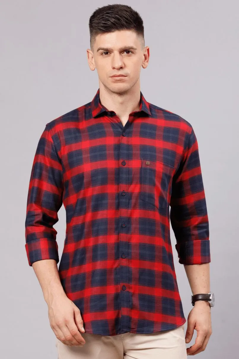 Bright Red & Navy Checks - Full-Stain Proof