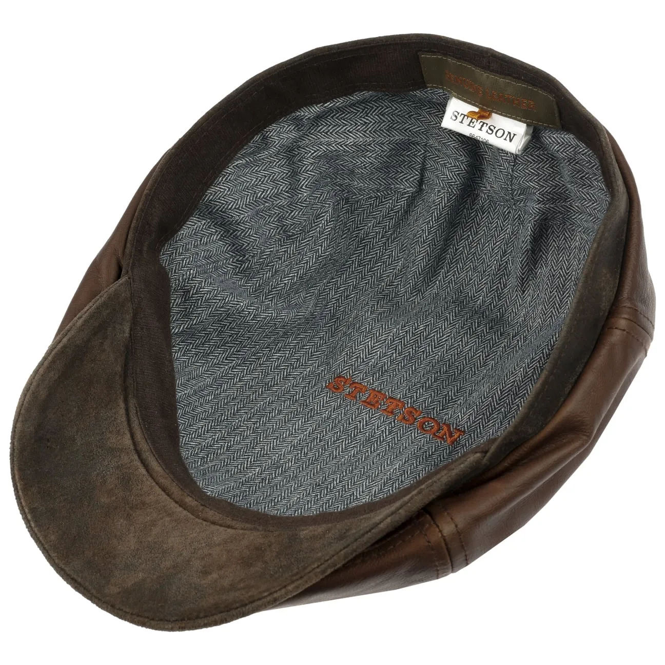 Brooklin Leather Flat Cap by Stetson
