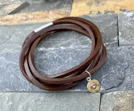 Bullet Charm Leather Wrap Bracelet