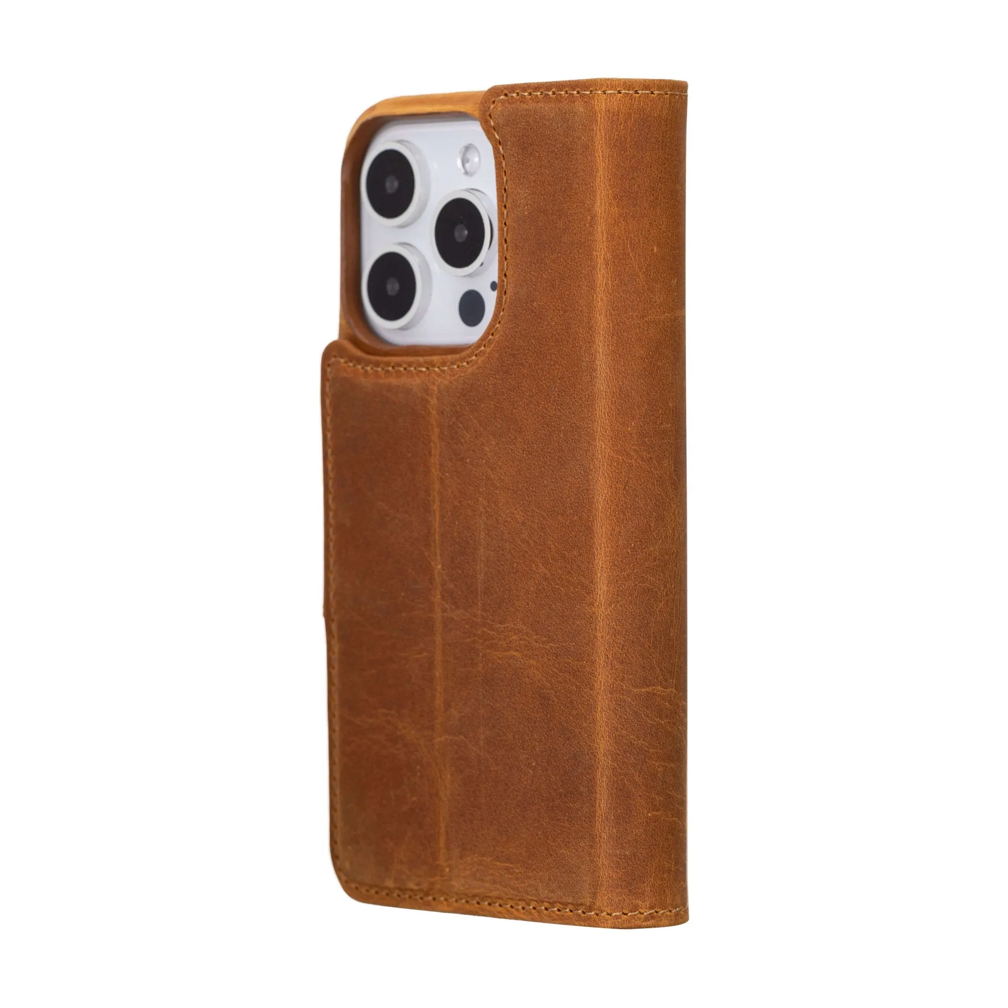 Burkley iPhone 14 Pro Wallet Case, Golden Brown