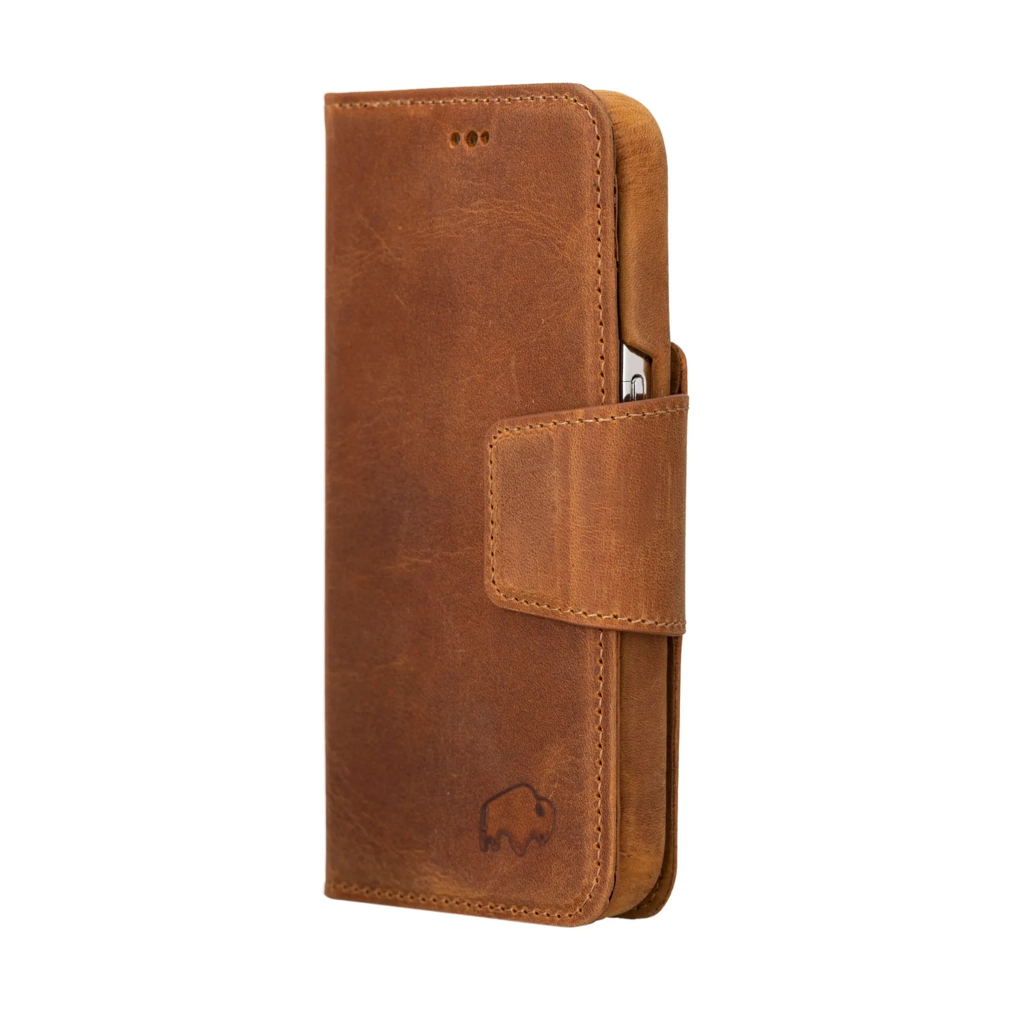 Burkley iPhone 14 Pro Wallet Case, Golden Brown