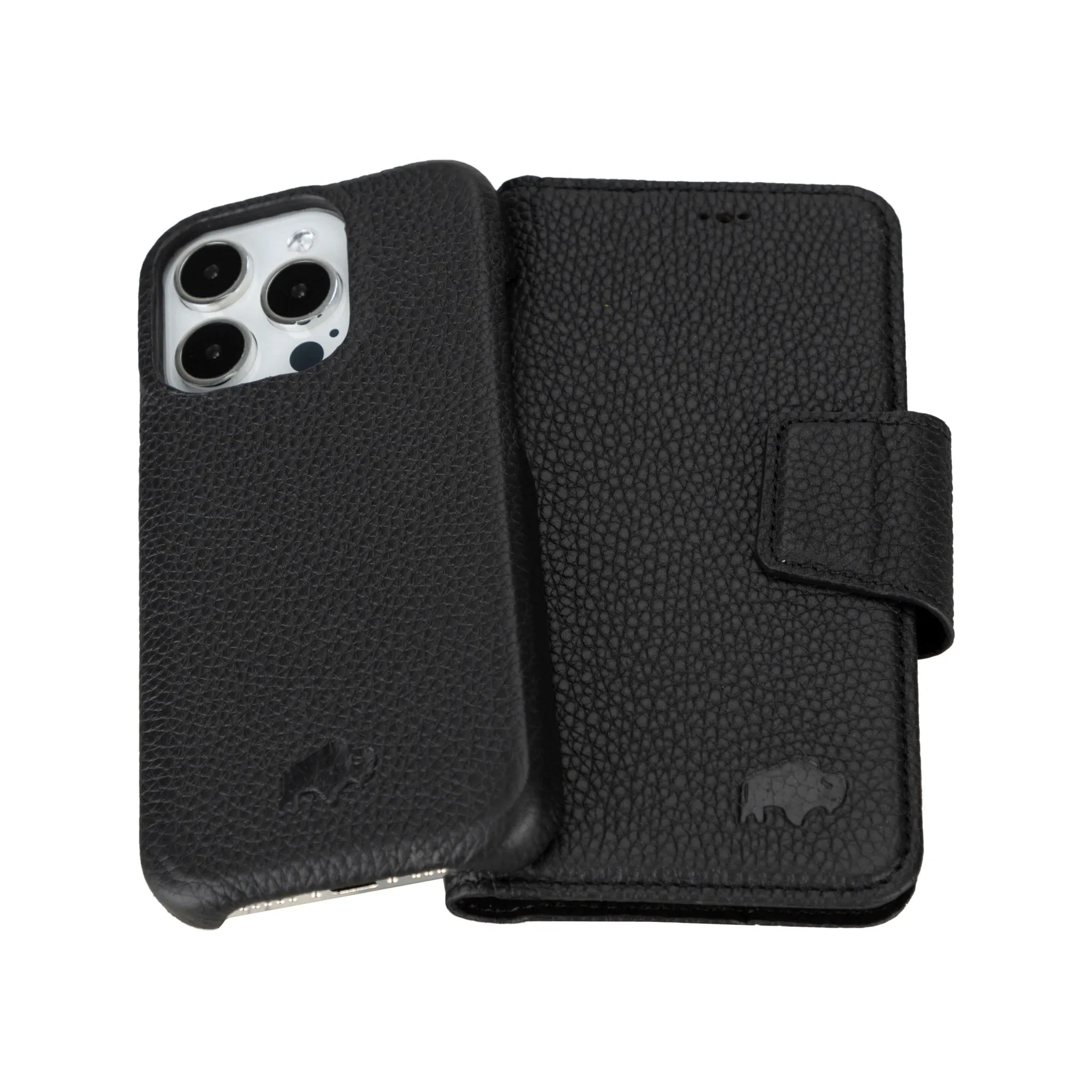 Burkley iPhone 16 Pro Wallet Case, Pebble Black