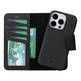 Burkley iPhone 16 Pro Wallet Case, Pebble Black