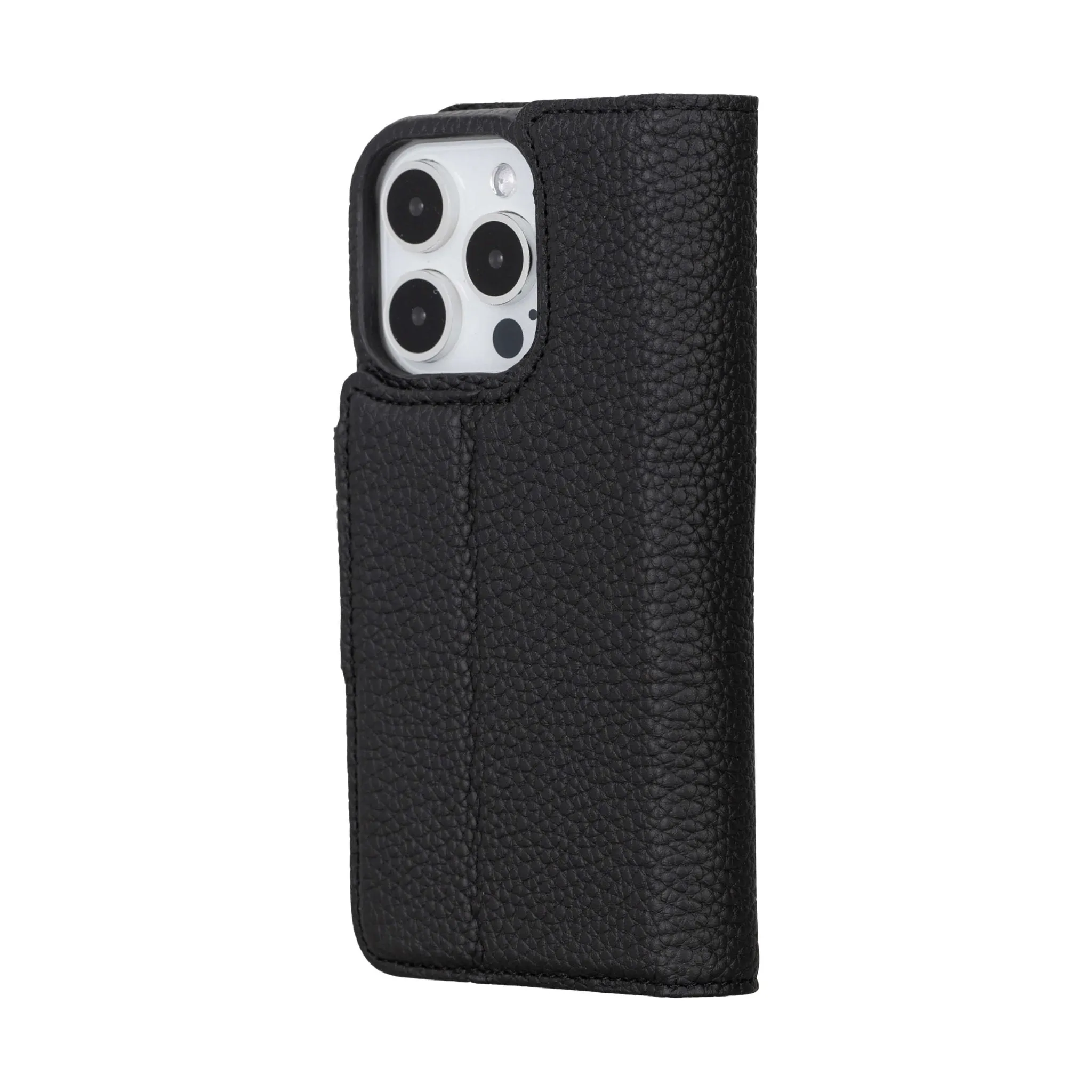 Burkley iPhone 16 Pro Wallet Case, Pebble Black