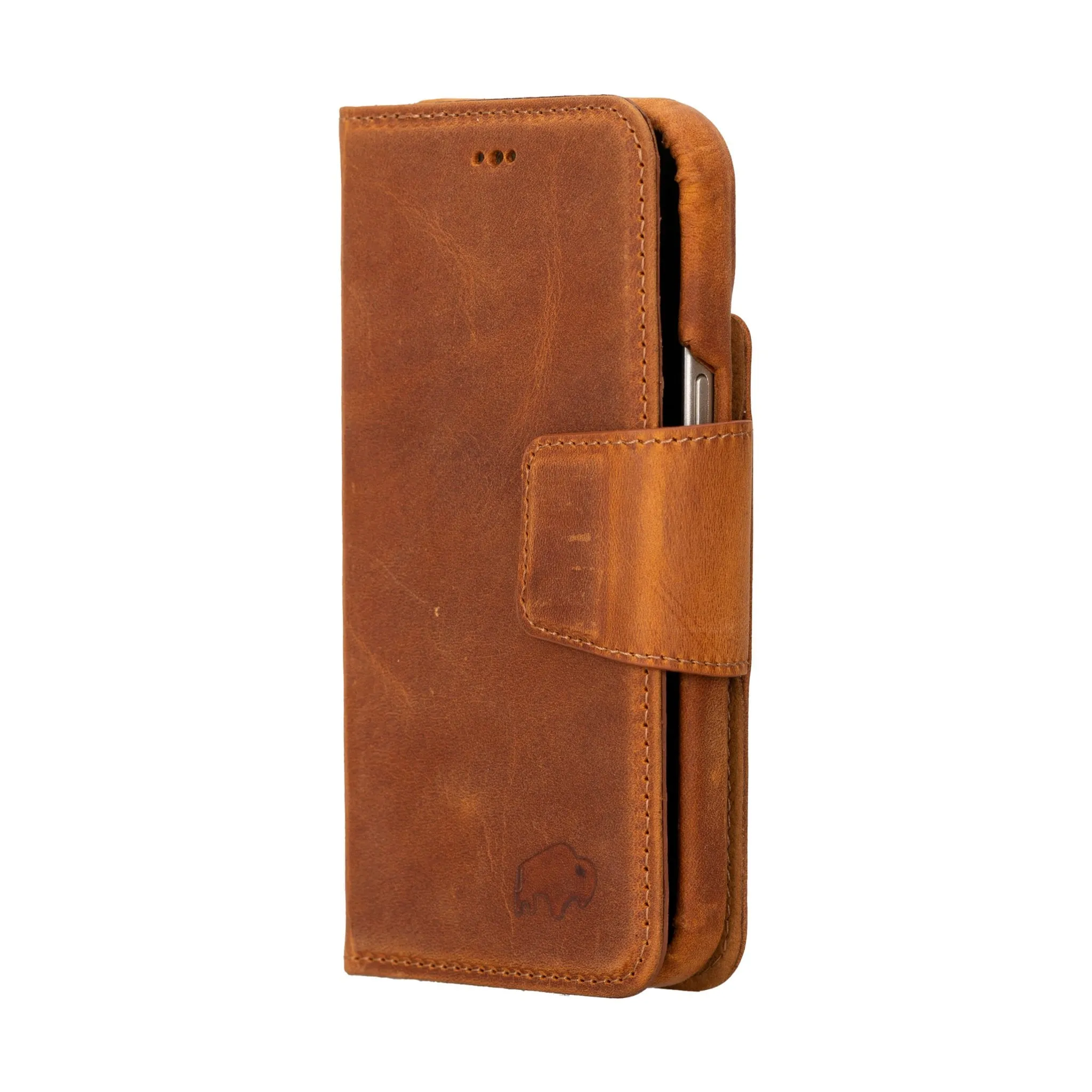 Burkley iPhone 16 Wallet Case, Golden Brown
