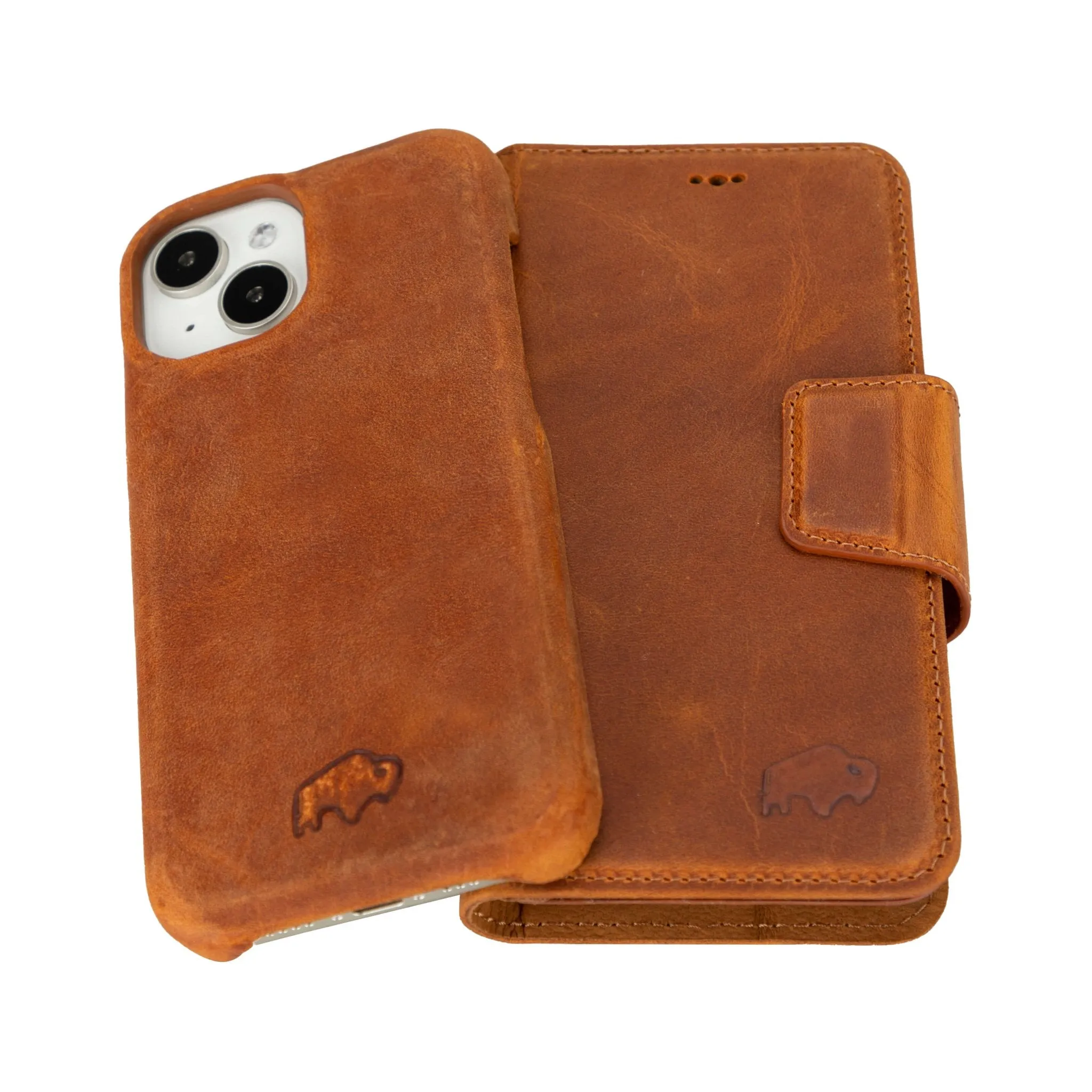 Burkley iPhone 16 Wallet Case, Golden Brown