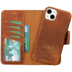 Burkley iPhone 16 Wallet Case, Golden Brown