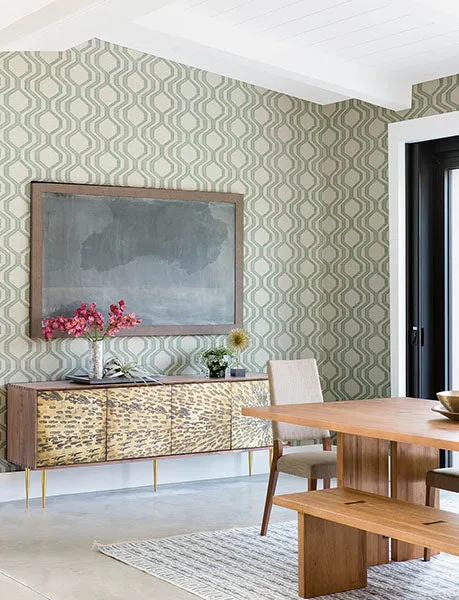 Burton Green Modern Ogee Wallpaper