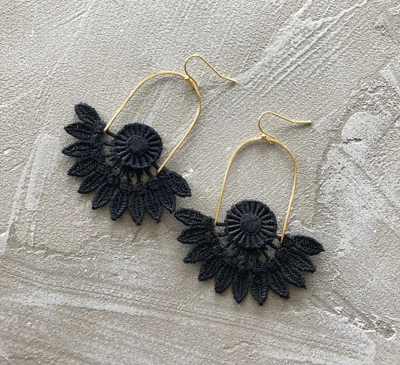 ceres black floral statement earrings