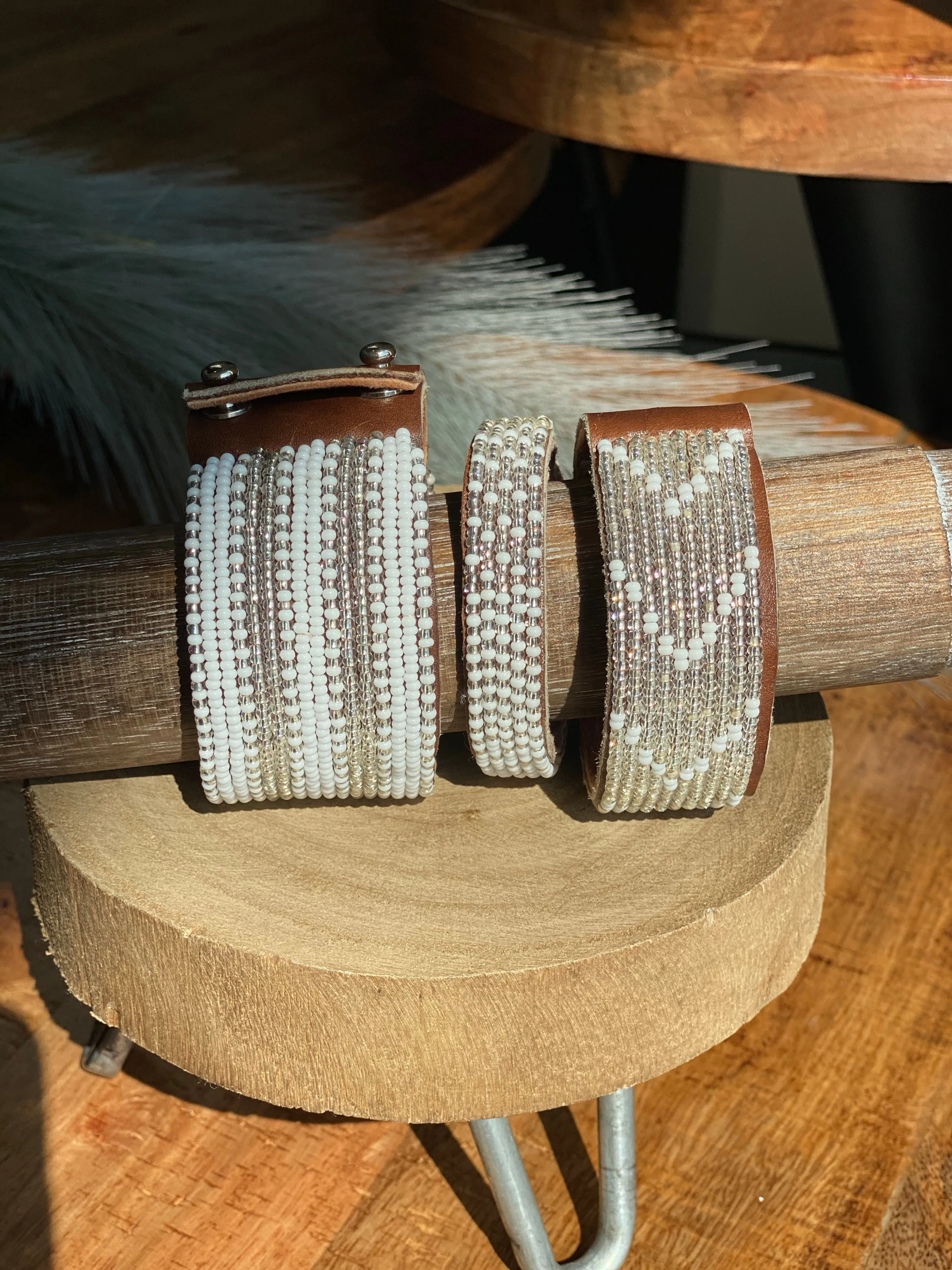 Ceries Beaded Leather Bracelet (Medium) - FINAL SALE