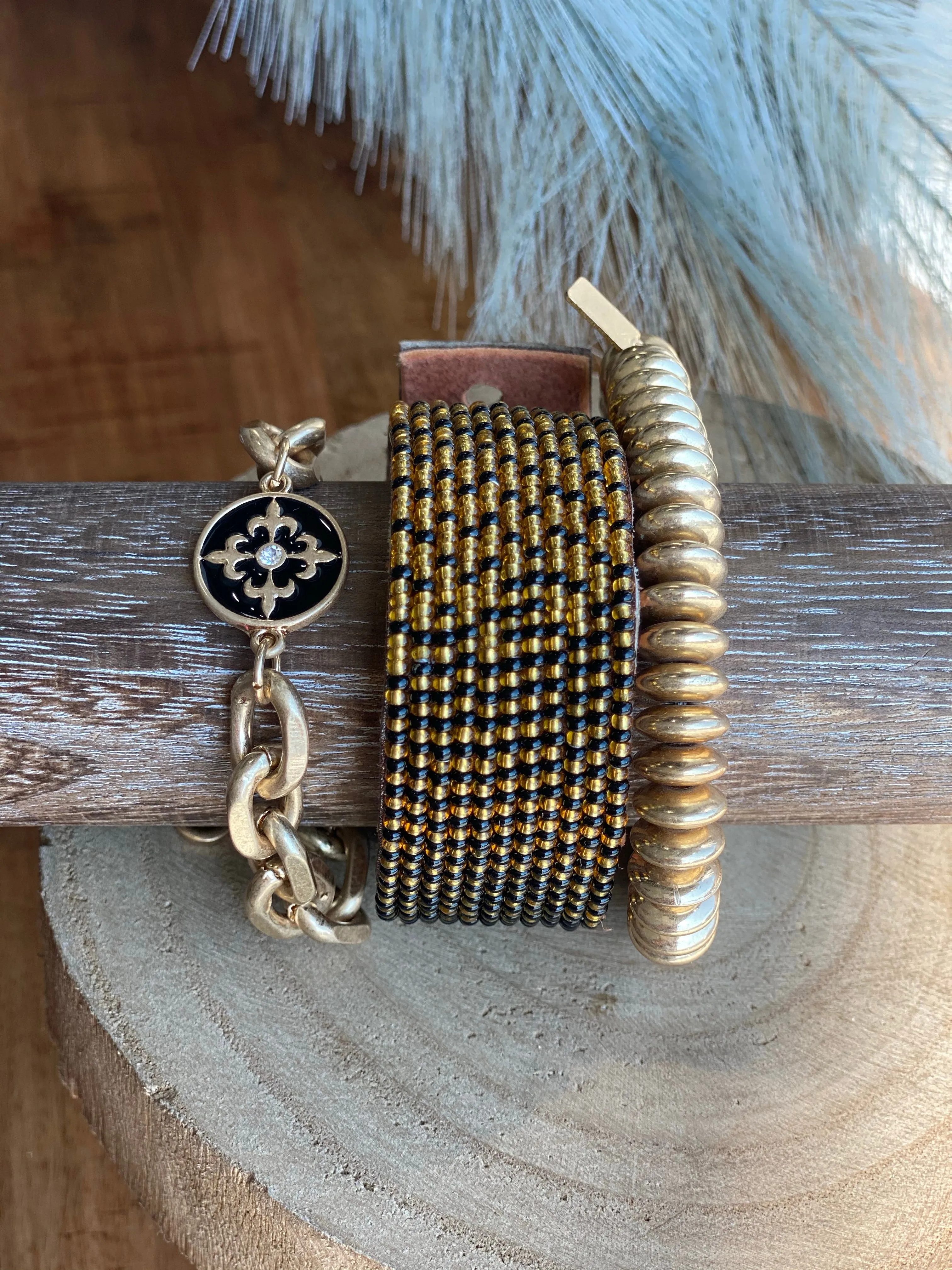 Ceries Beaded Leather Bracelet (Medium) - FINAL SALE