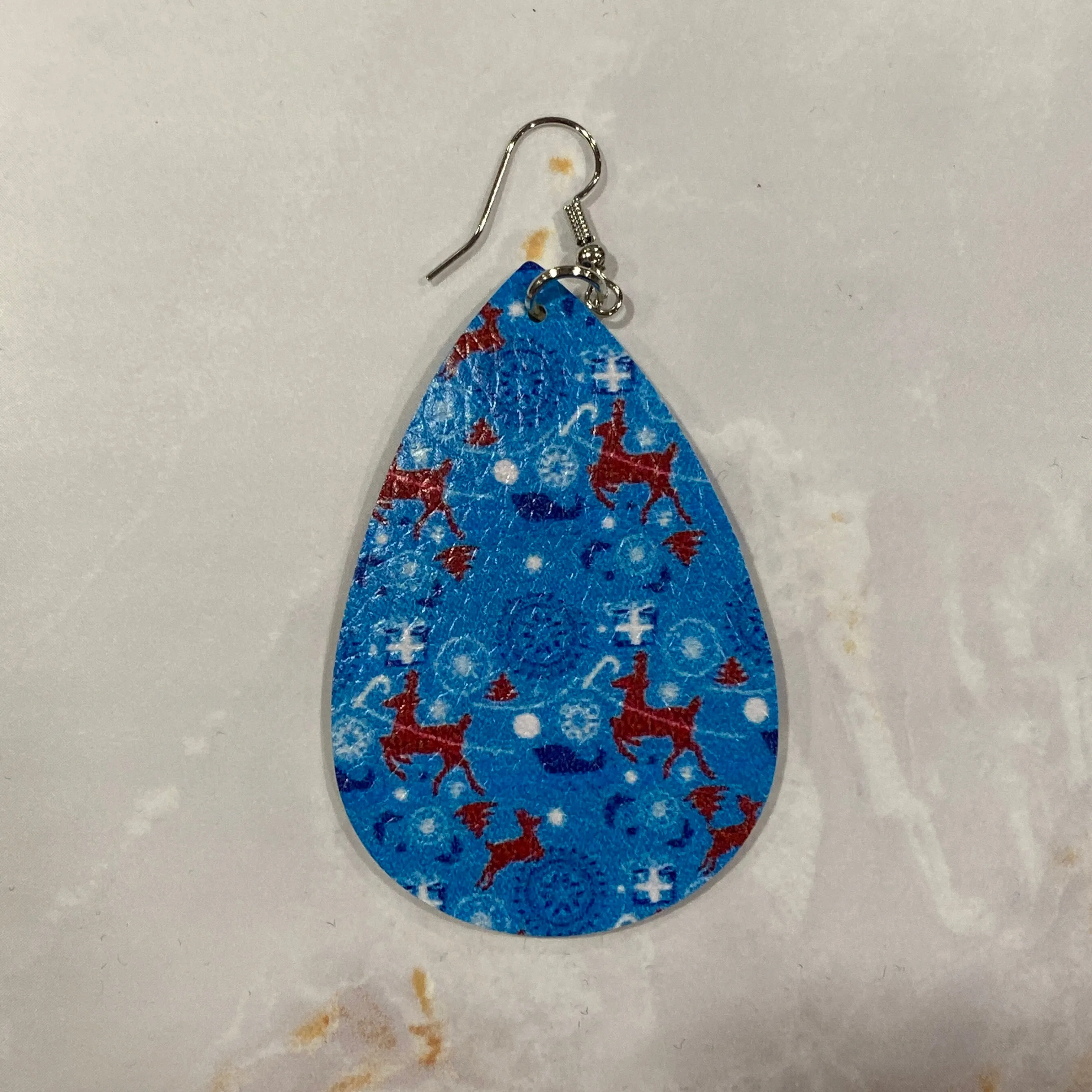 Christmas Leather Drop Earrings