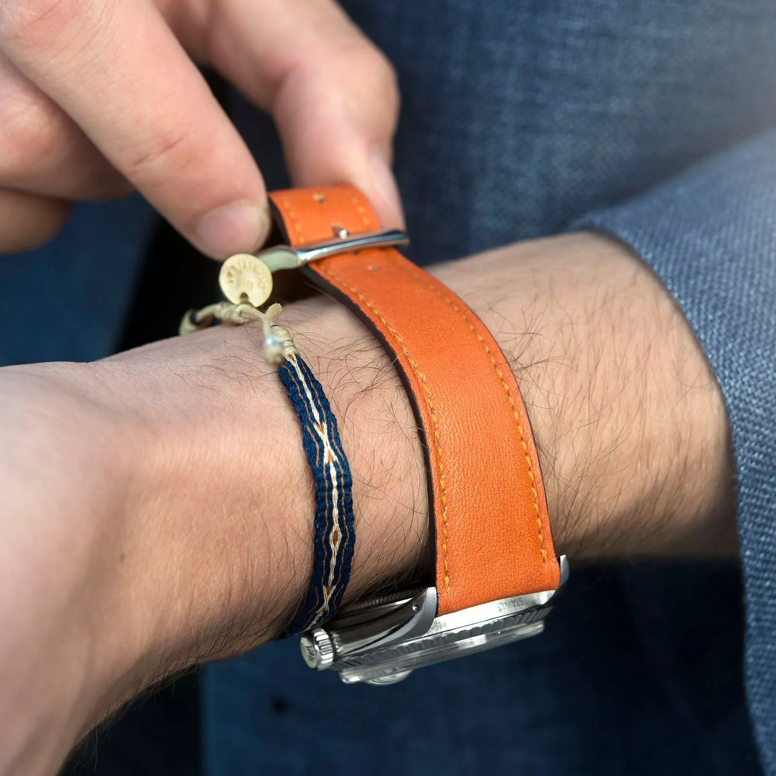 City Orange Leather Watch Strap