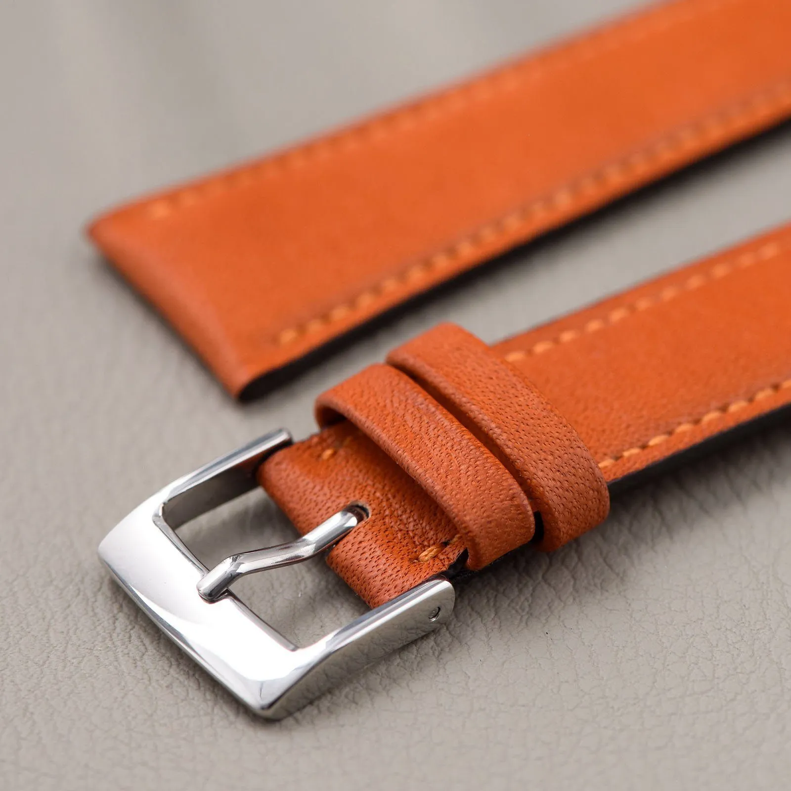 City Orange Leather Watch Strap