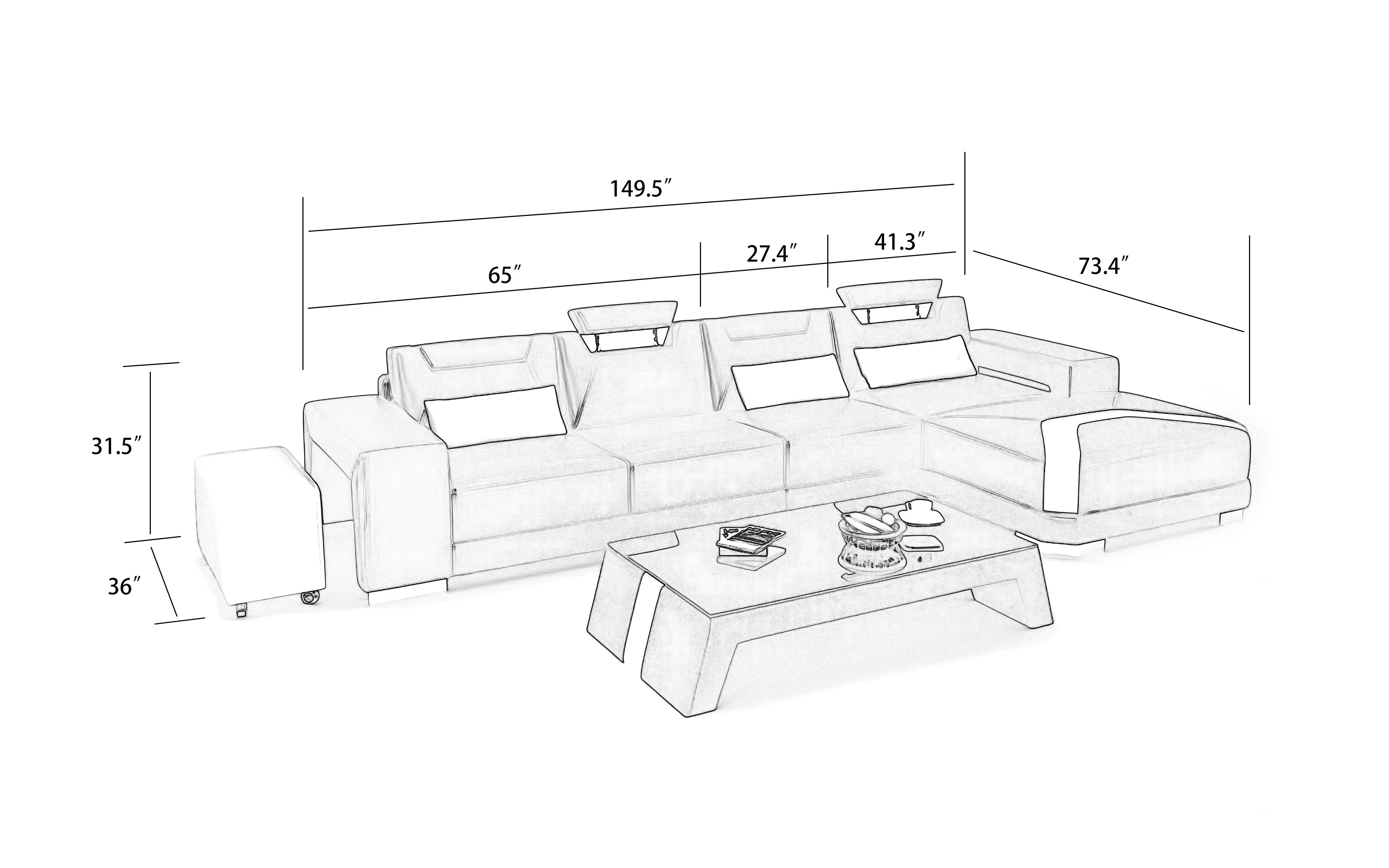 Cristana Small Modern Leather Sectional