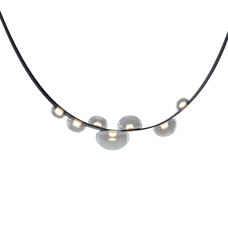Curved Hand-Blown Bubble Pendant | Dew Drops
