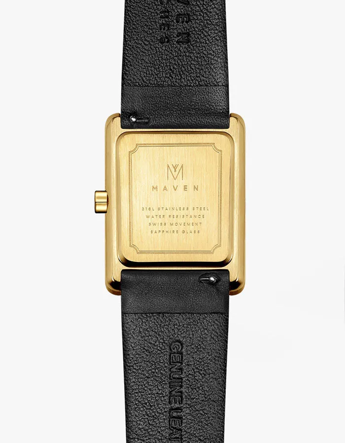 Deco Series - Black Leather Watch Band