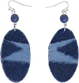 Denim Leather Earrings Pendant,Bohemian Teardrop Geometric Lightweight Dangle Drop Earrings