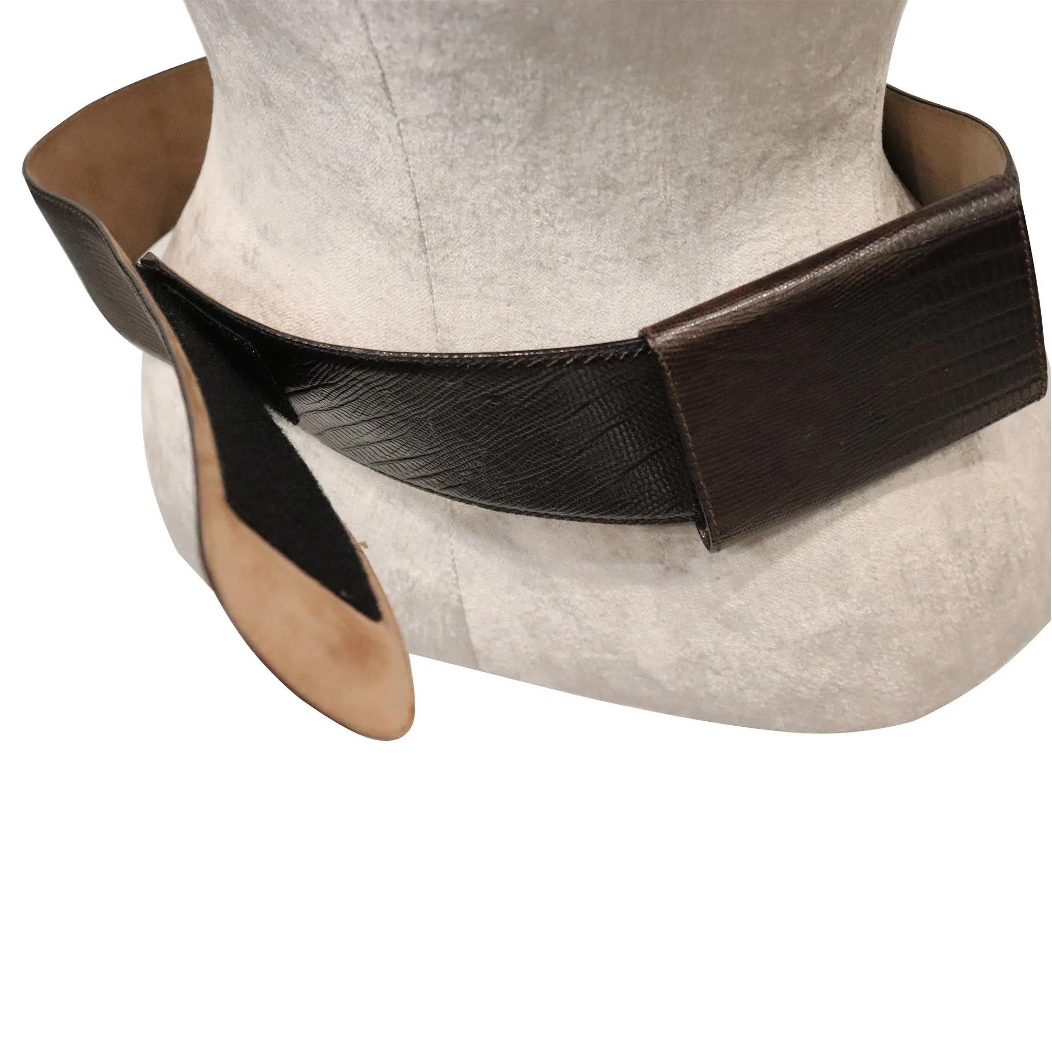 Donna Karan Brown Faux Lizard Leather Belt