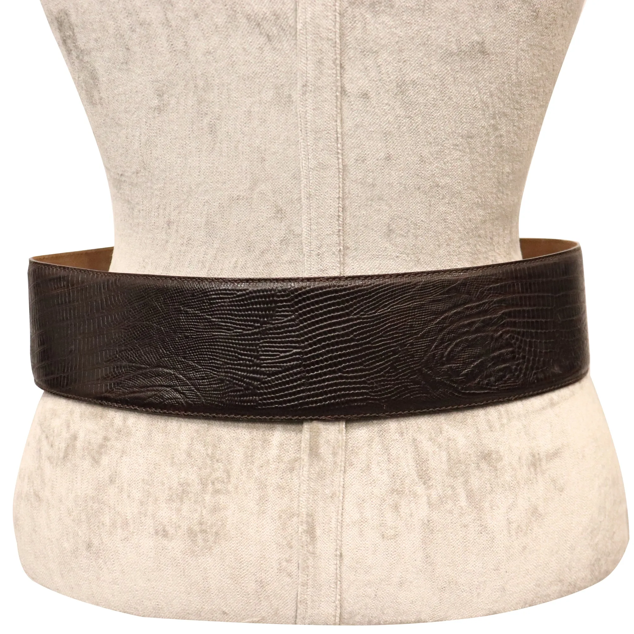 Donna Karan Brown Faux Lizard Leather Belt