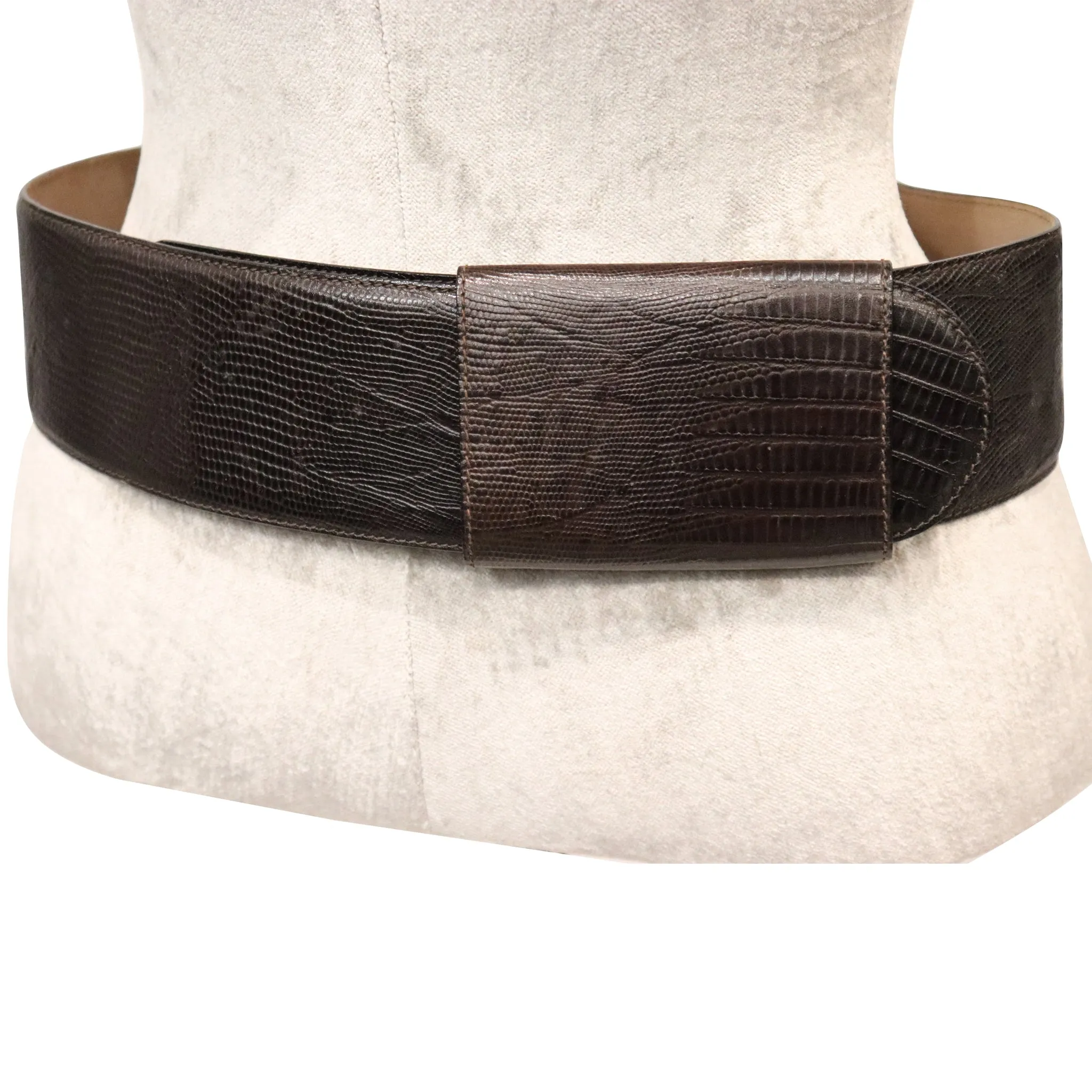 Donna Karan Brown Faux Lizard Leather Belt
