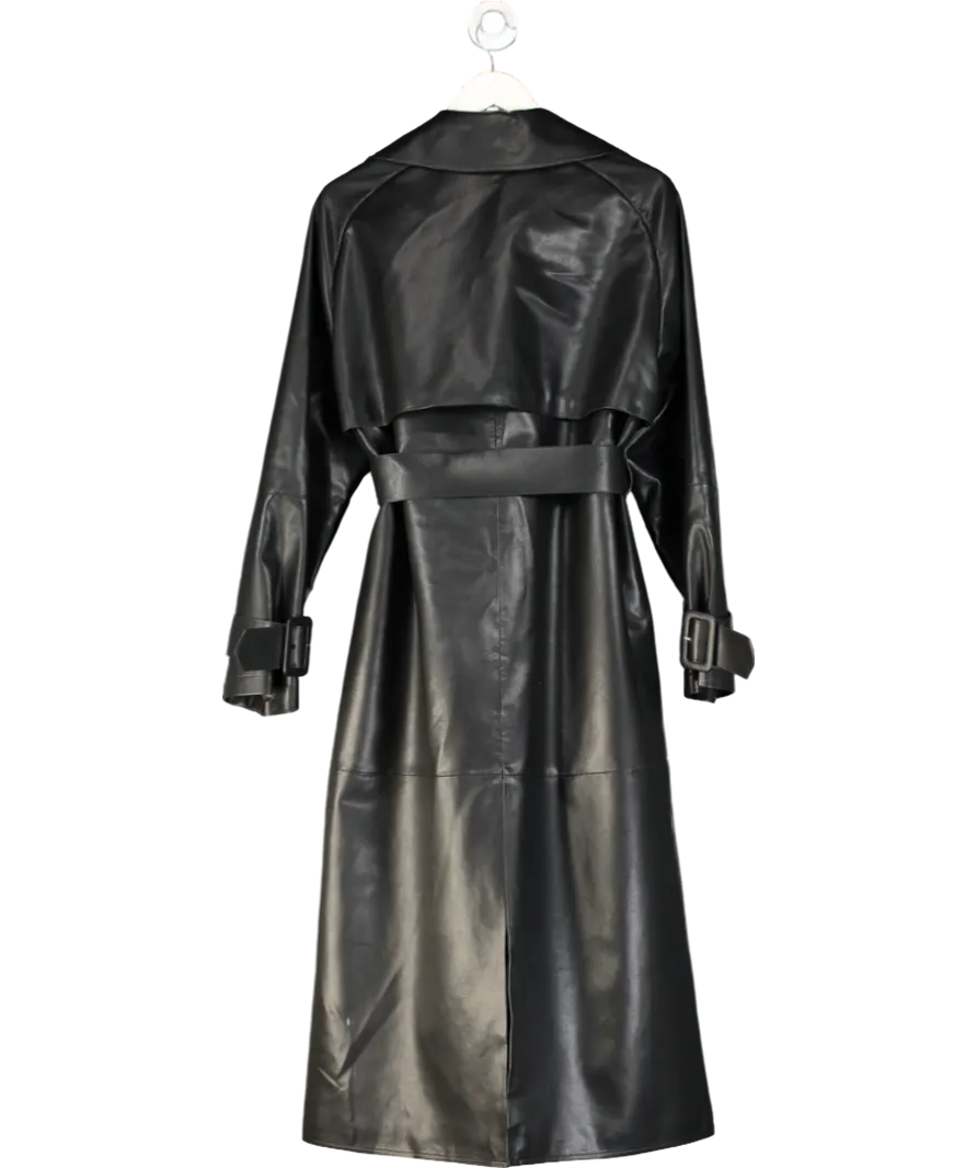 Each Other Black Vegan Leather Trench Coat UK S