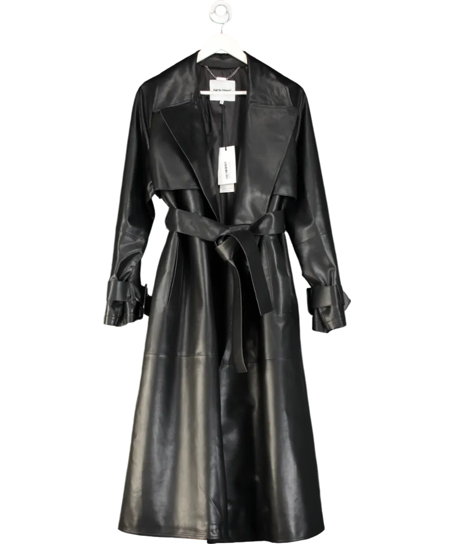 Each Other Black Vegan Leather Trench Coat UK S
