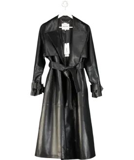Each Other Black Vegan Leather Trench Coat UK S