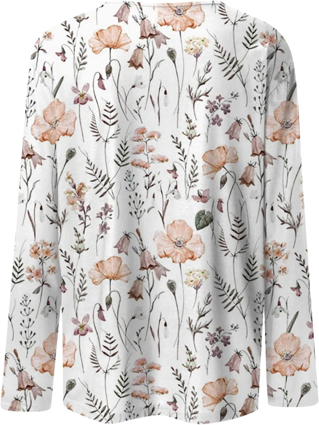 Fall Shirts for Women 2024 Dressy Casual Long Sleeve Crewneck Blouses Floral Print Tunic Tops Cotton Tshirt