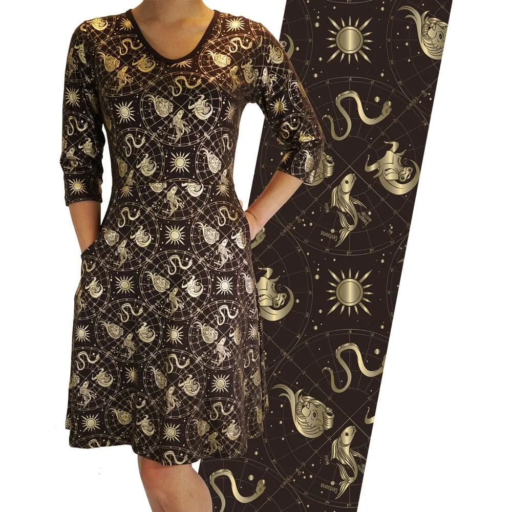 Faraway Astrology Foil Print Rosalind Dress
