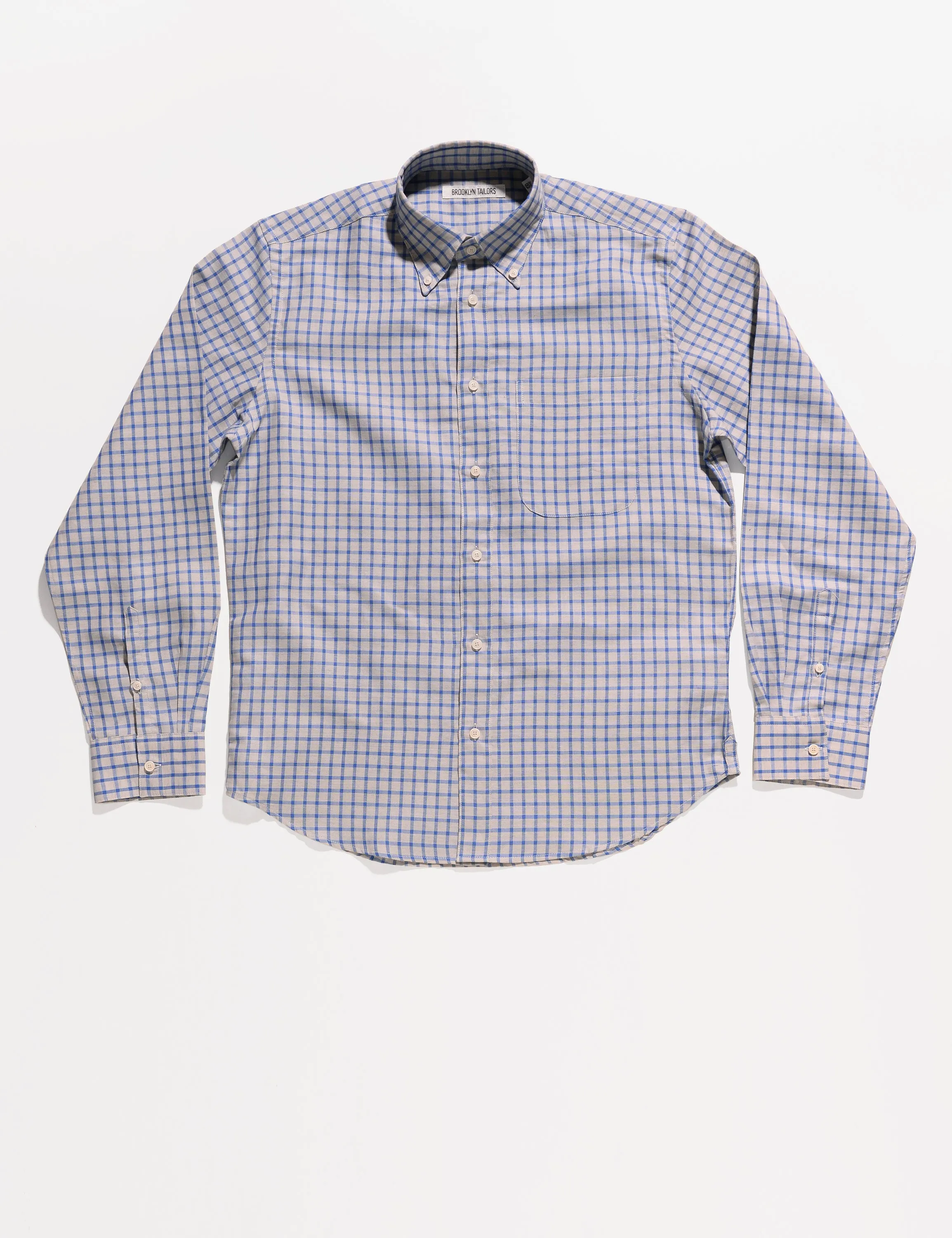 FINAL SALE: BKT14 Relaxed Casual Shirt in Linen Cotton Blend - Cobalt Check