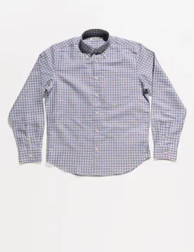 FINAL SALE: BKT14 Relaxed Casual Shirt in Linen Cotton Blend - Cobalt Check