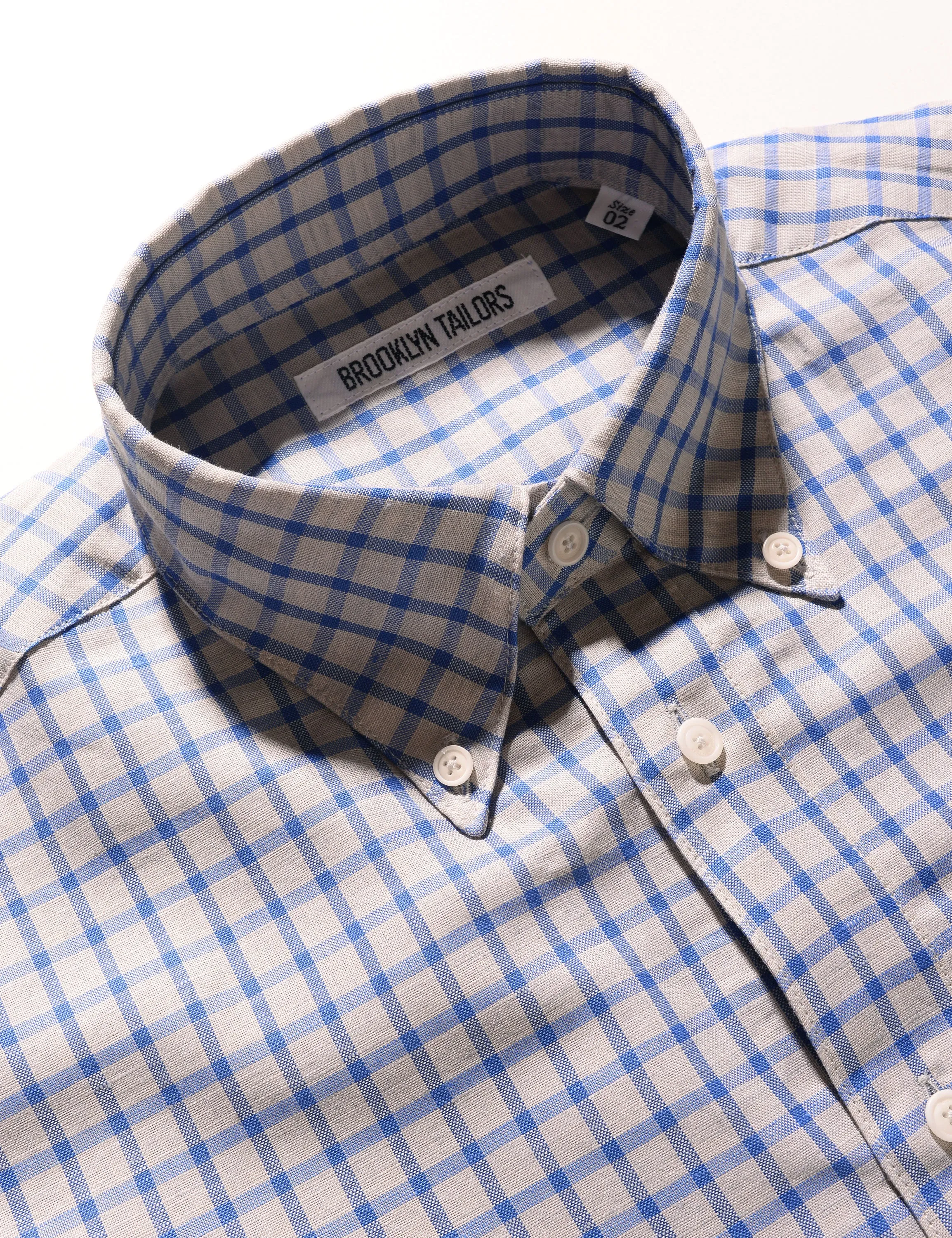 FINAL SALE: BKT14 Relaxed Casual Shirt in Linen Cotton Blend - Cobalt Check