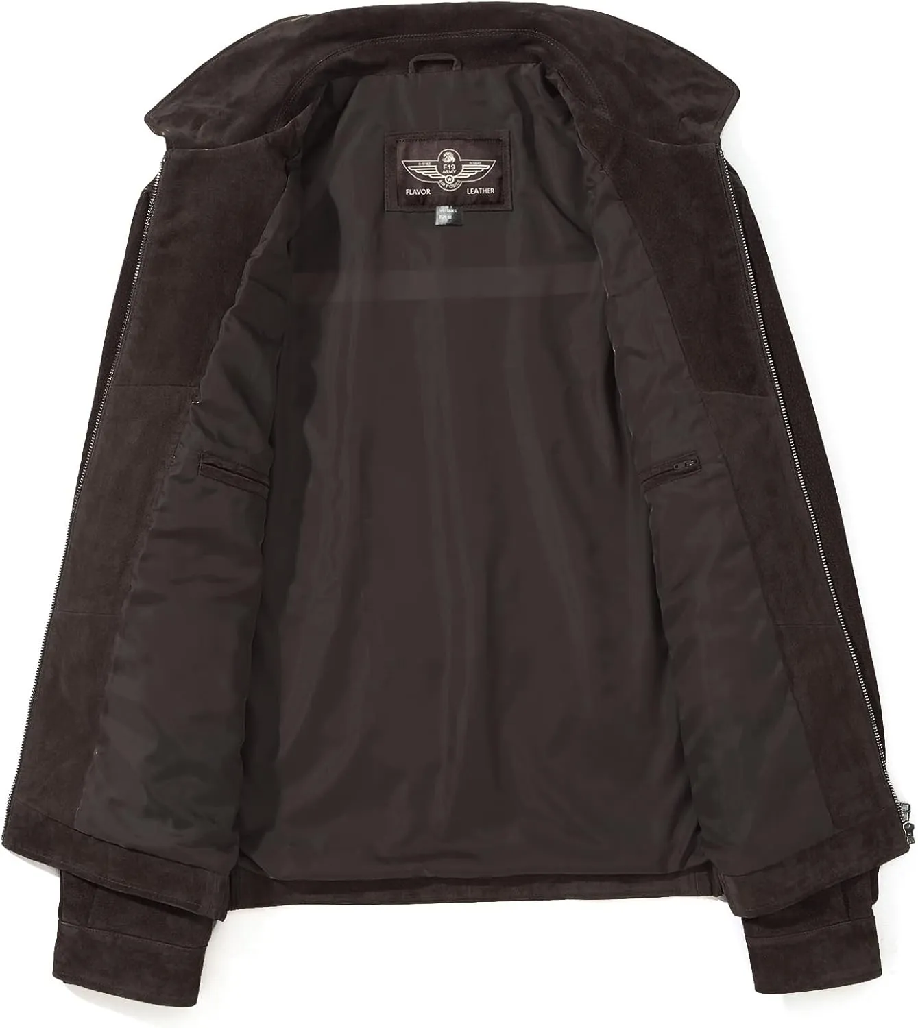 FLAVOR Men's Suede Leather Bomber Jacket Casual Coat for Men