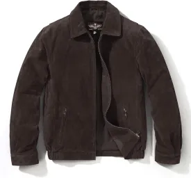 FLAVOR Men's Suede Leather Bomber Jacket Casual Coat for Men