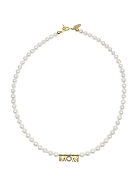 Freshwater Pearls with MOM Pendant Necklace LN060