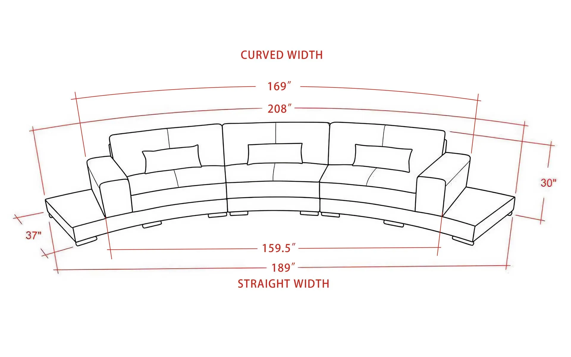 Frida Modern Curve Shape Leather Sectional