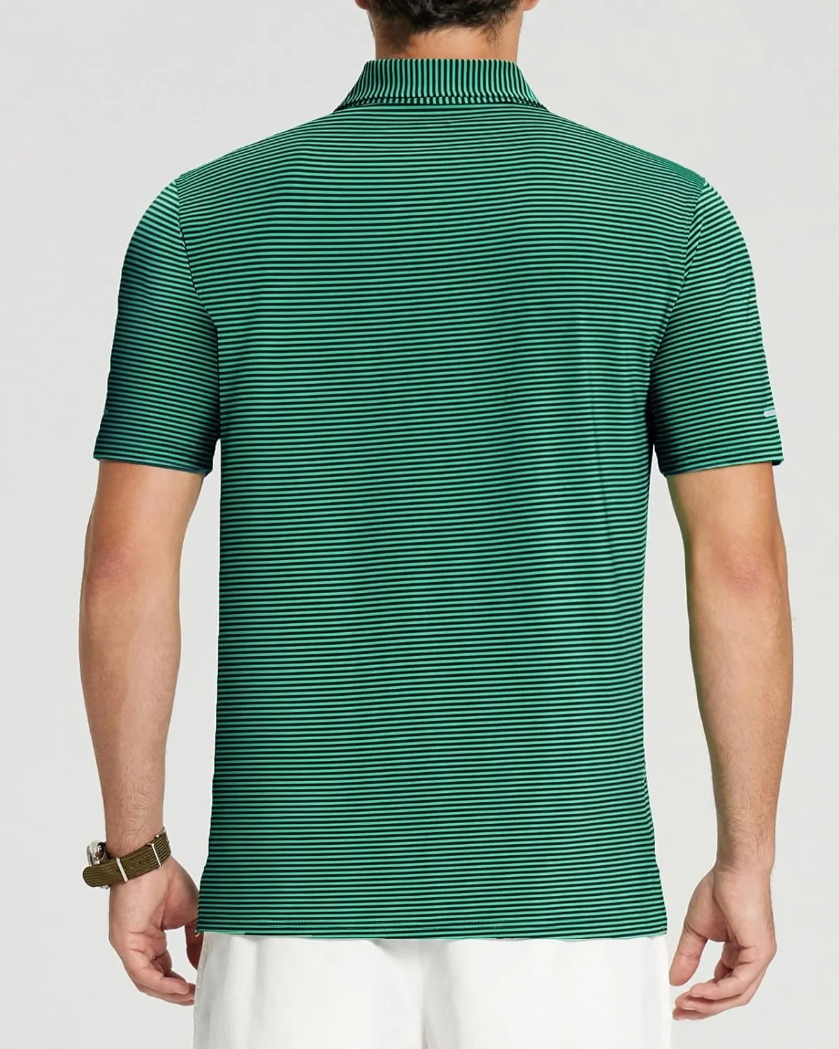 Golf Shirts for Men - Moisture Wicking Short Sleeve Performance Sport Casual Striped Collared Mens Polo Shirt