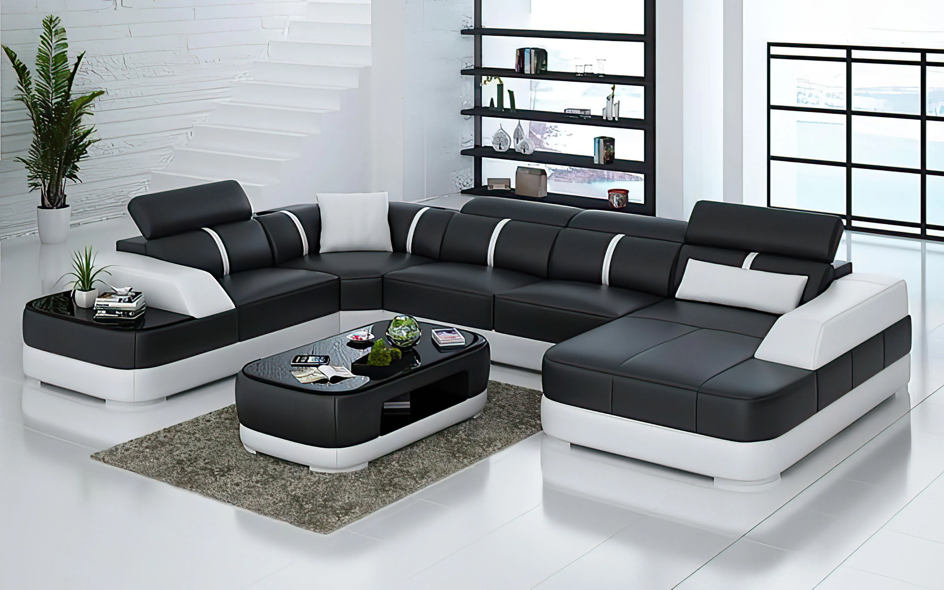 Grimdale Modern U-Shape Leather Sectional