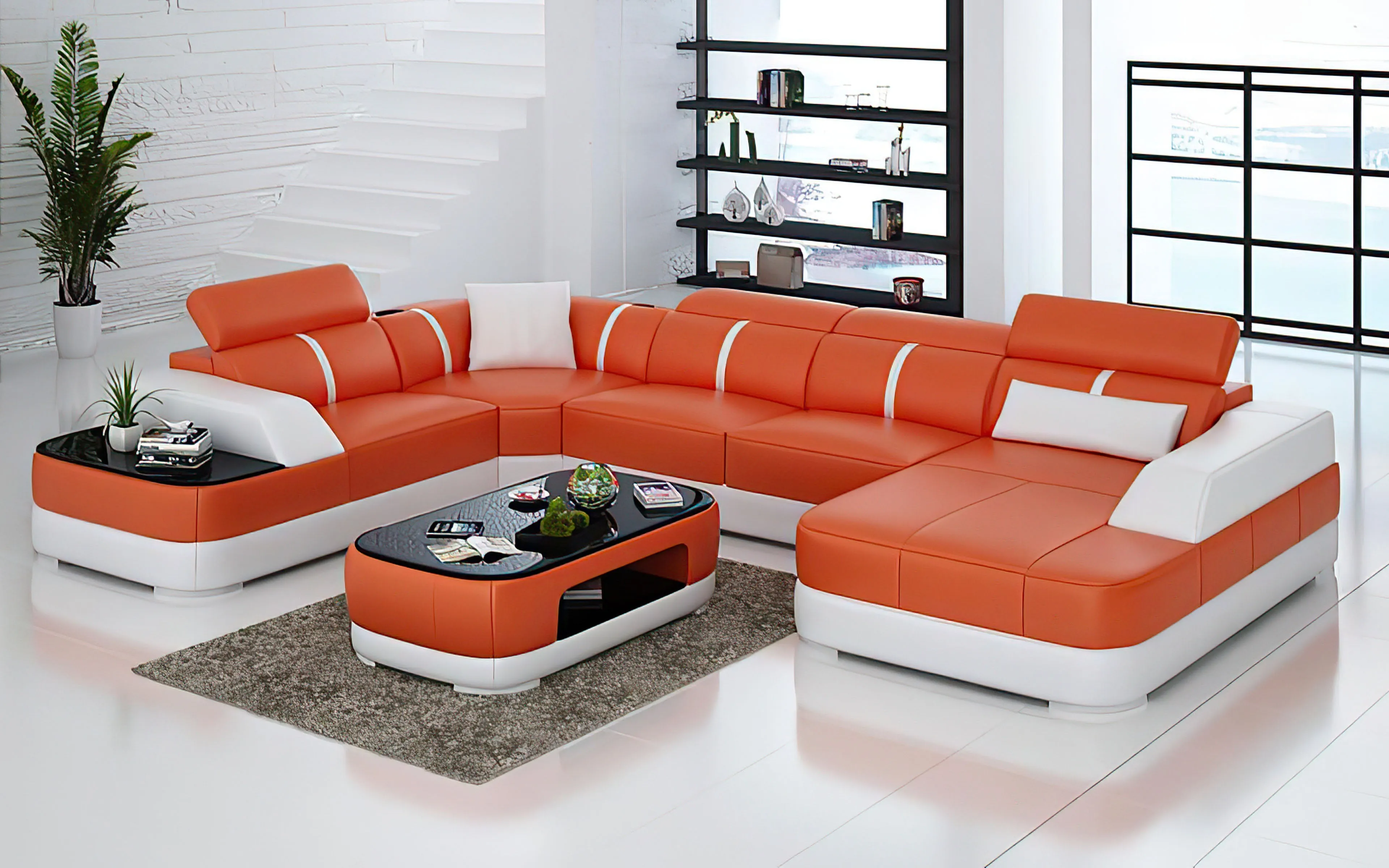 Grimdale Modern U-Shape Leather Sectional