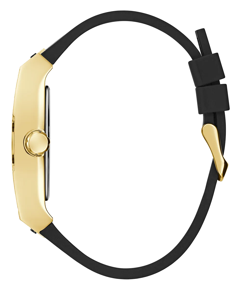 GUESS Mens Black Gold Tone Analog Watch