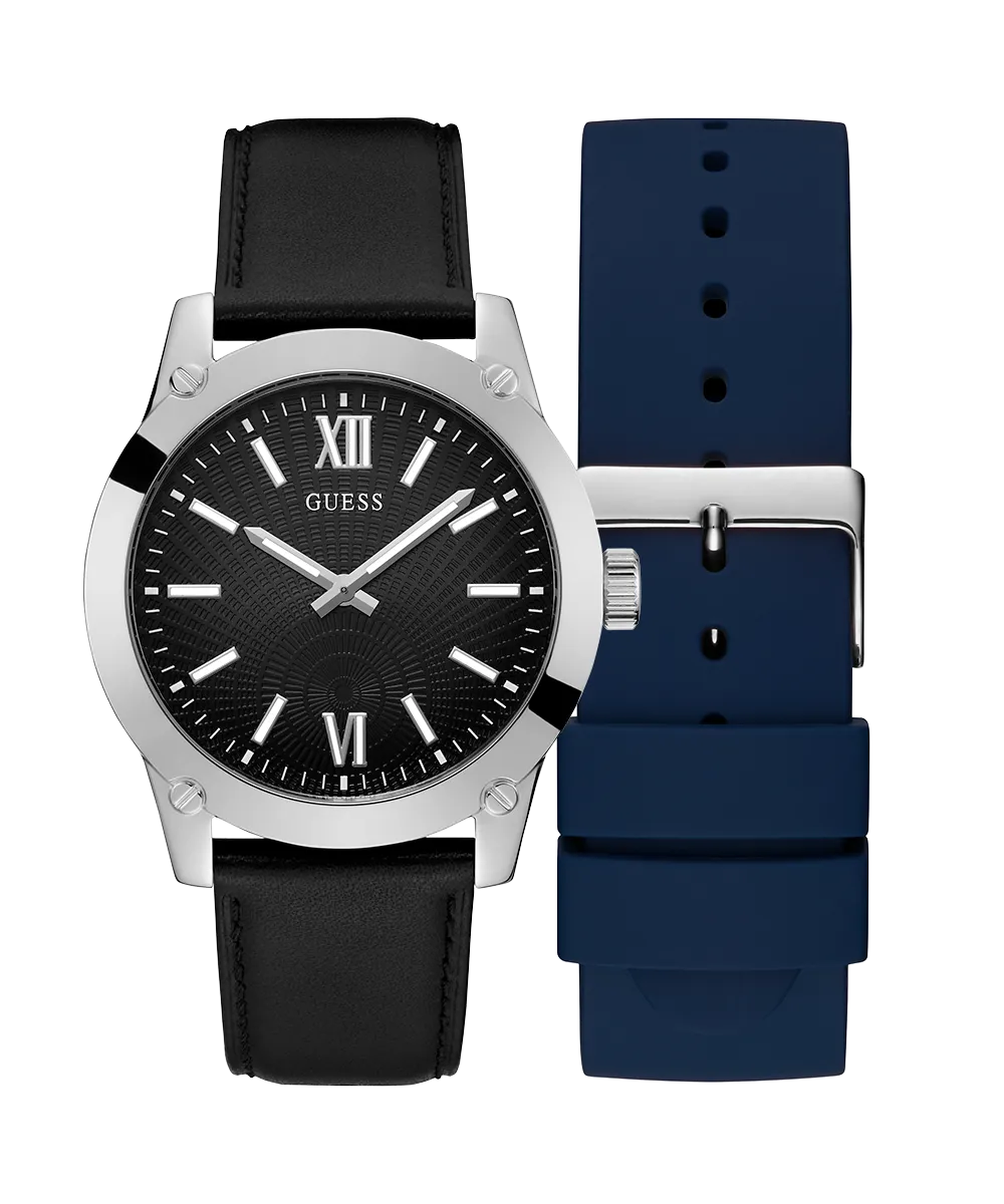 GUESS Mens Silver Tone Analog Watch Box Set