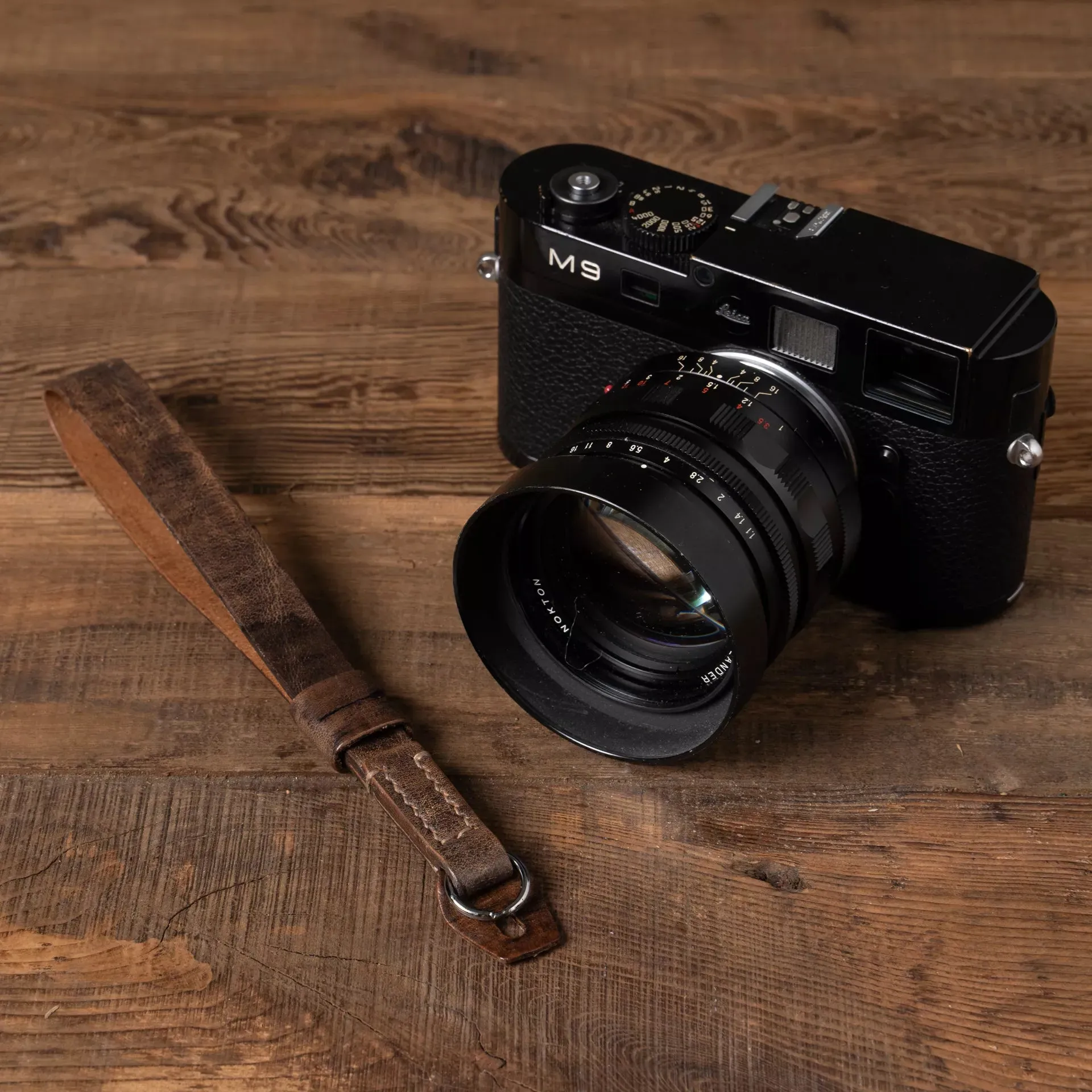 Hand Aged Leather Camera Wrist Strap 000