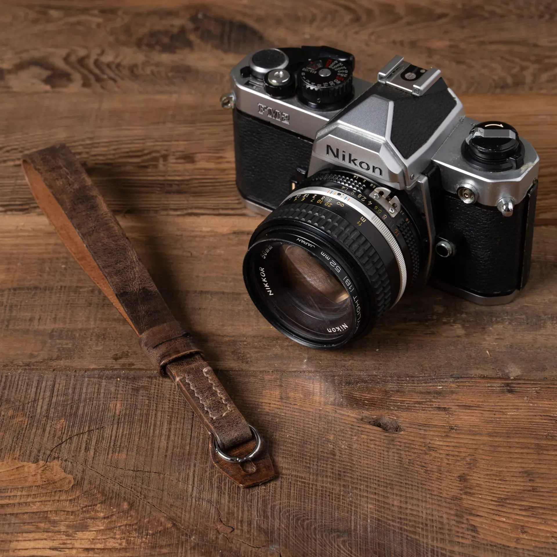 Hand Aged Leather Camera Wrist Strap 000