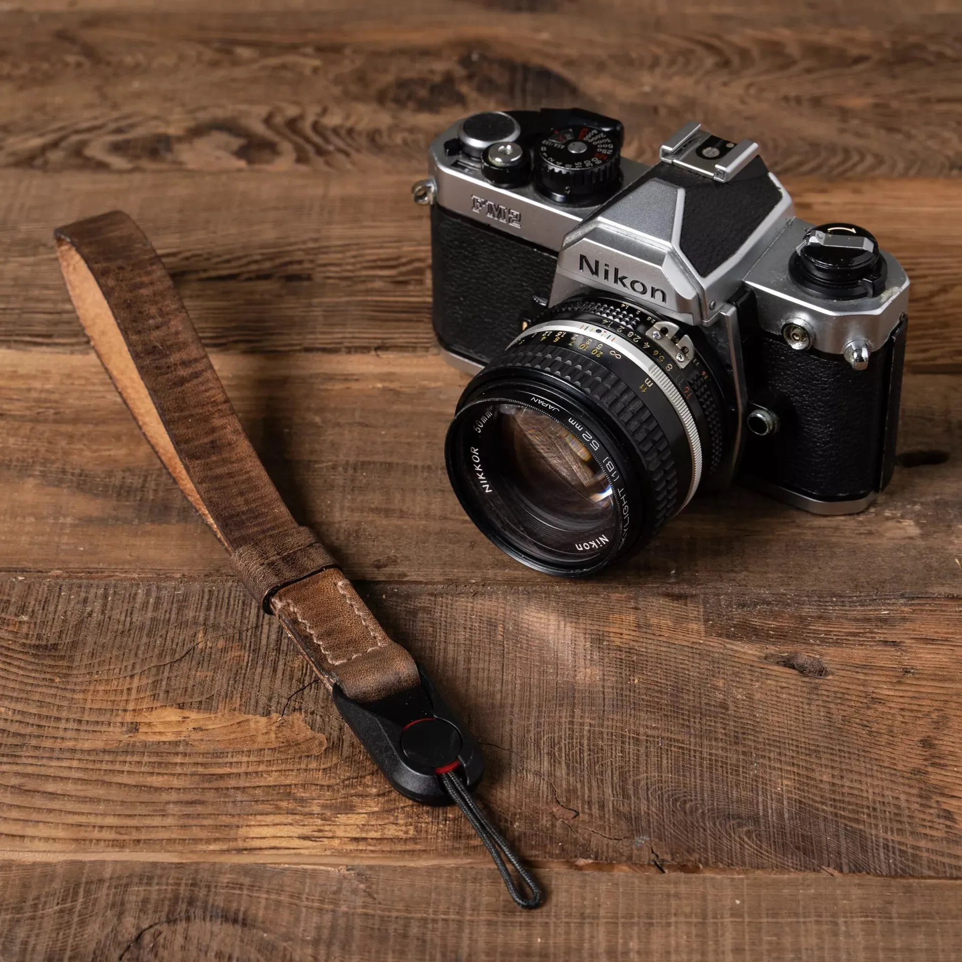 Hand Aged Leather Camera Wrist Strap 000