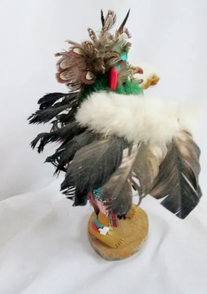Handmade 14" KACHINA DOLL NATIVE AMERICAN Indian EAGLE DANCER Feather Shell