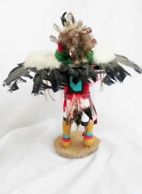 Handmade 14" KACHINA DOLL NATIVE AMERICAN Indian EAGLE DANCER Feather Shell