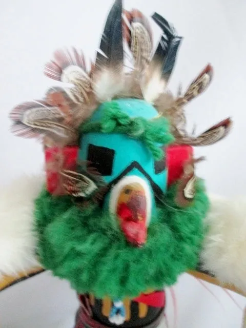 Handmade 14" KACHINA DOLL NATIVE AMERICAN Indian EAGLE DANCER Feather Shell