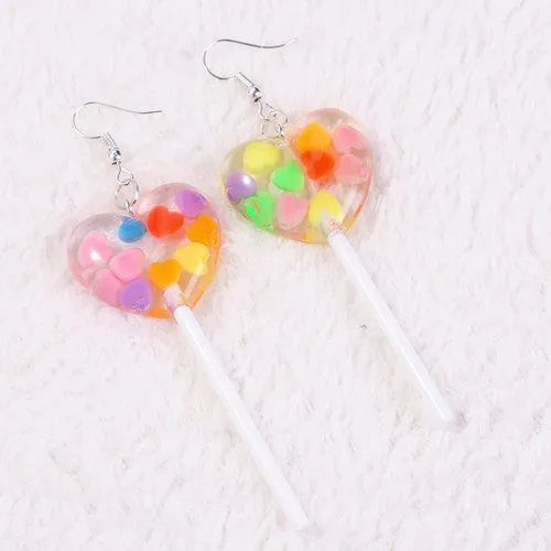 Harajuku Heart Lollipop Earrings (4 Styles)